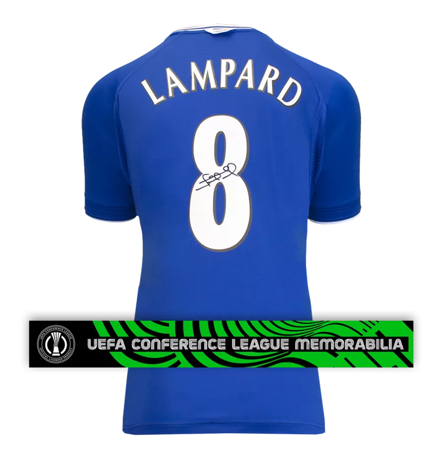 Camiseta oficial de local del Chelsea 2000-01 firmada por Frank Lampard de la UEFA Europa Conference League