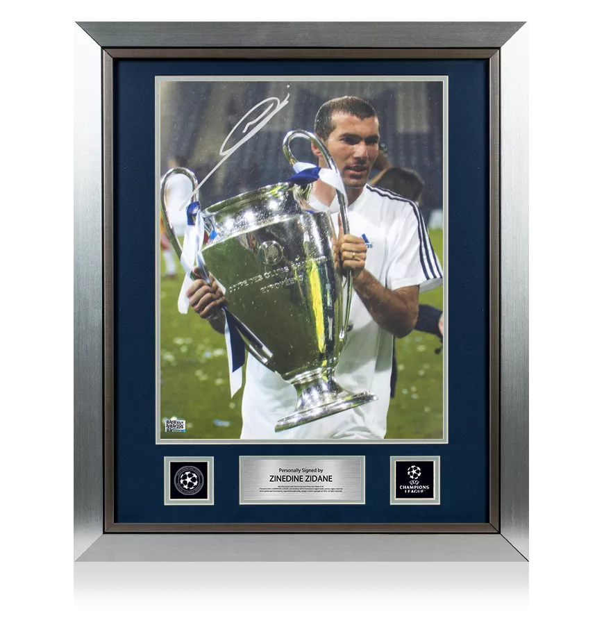 Zinedine Zidane Official UEFA Champions League Signed and Framed Real Madrid Photo: 2002 UEFA Champions League Winner