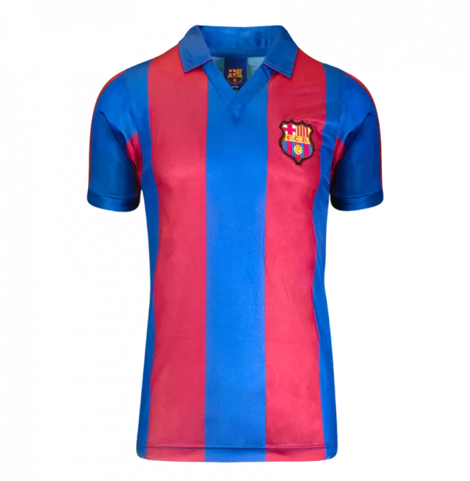 Rivaldo officiel de l'UEFA Champions League en arrière a signé et encadré la chemise de maison du rétro FC Barcelone