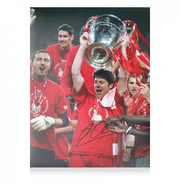 XABI Alonso UEFA Champions League firmó y enmarcó la foto del Liverpool FC - Ganadores de la Liga de Campeones de 2005