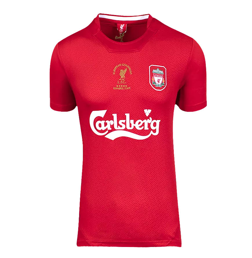 Jamie Carragher Offizieller UEFA Champions League Back unterschrieben und gerahmt Liverpool FC 2005 Home Shirt