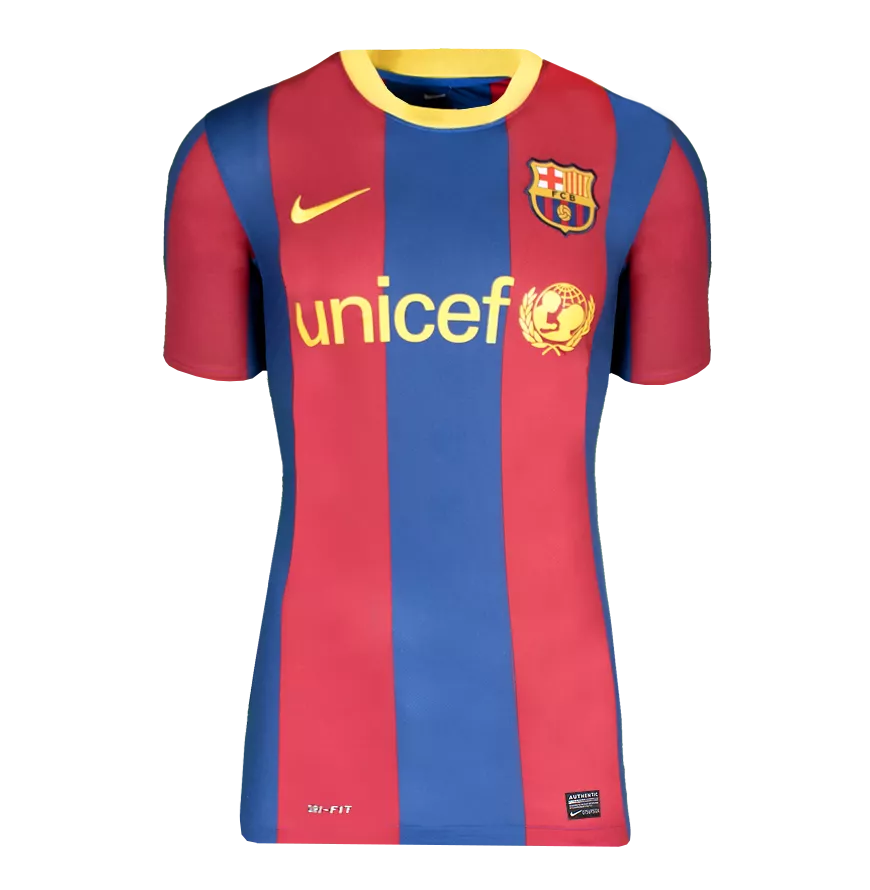 David Villa ufficiale UEFA Champions League Back ha firmato e incorniciato FC Barcelona 2010-11 camicia da casa con numero di stile fan