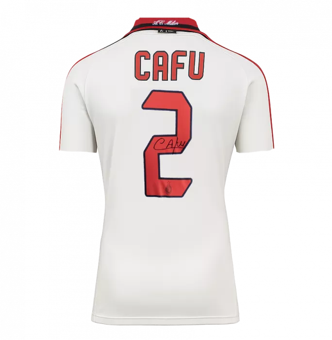 CAFU ufficiale UEFA Champions League Back Firmato e incorniciato AC Milan 2005-06 Shirt in trasferta