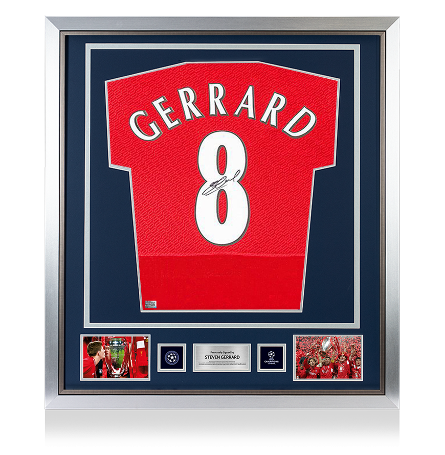 Steven Gerrard Official UEFA Champions League Back Signed and Framed L Steven Gerrard Official UEFA Champions League Back Signed and Framed L