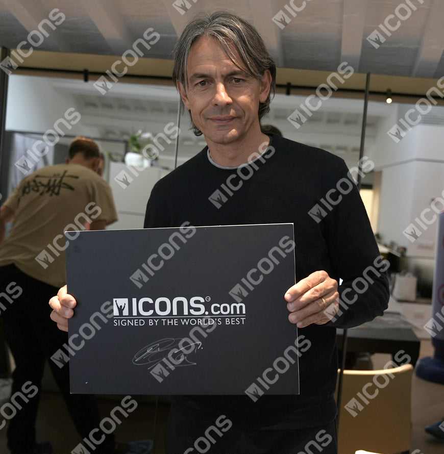 Filippo Inzaghi Official UEFA Champions League Back Signed and Framed AC Milan 2024-25 Away Shirt