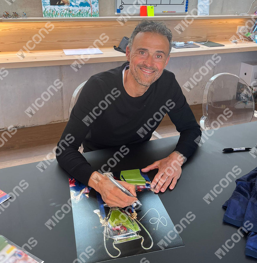 Luis Enrique Official UEFA Champions League Signed and Framed FC Barcelona Photo: 2015 Winner