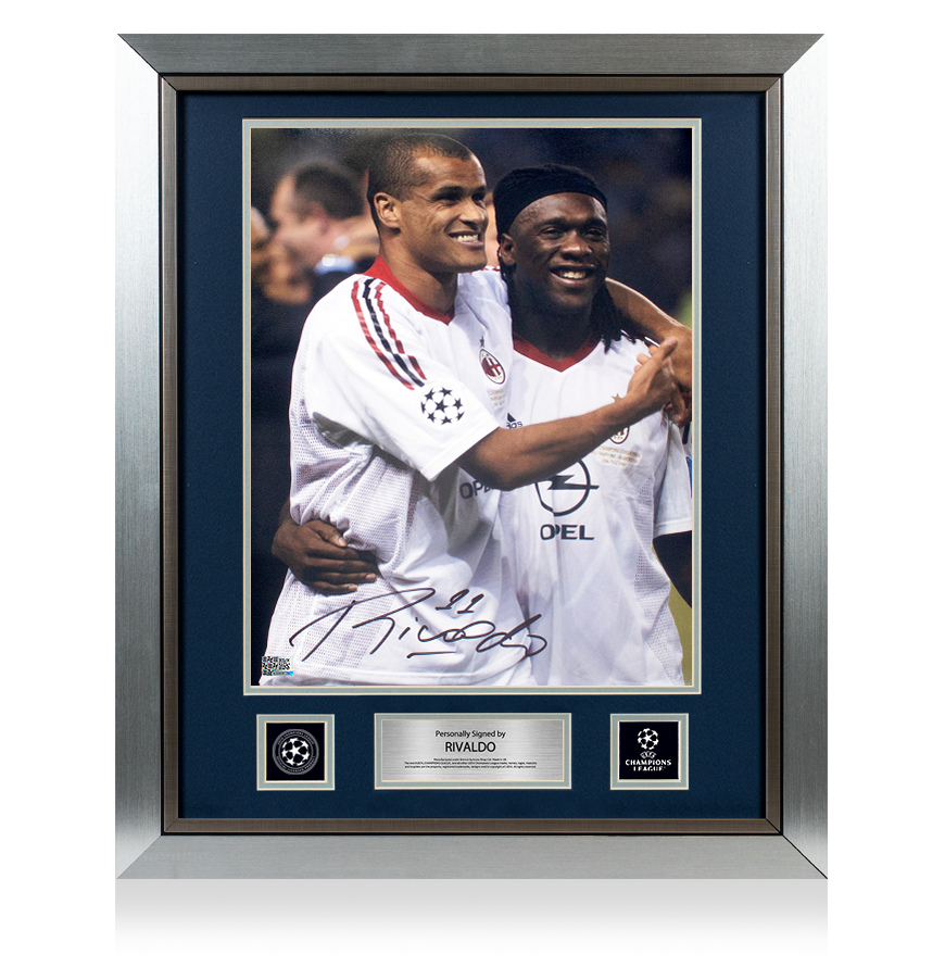 Rivaldo Official UEFA Champions League Signed and Framed AC Milan Photo: 2003 Winner