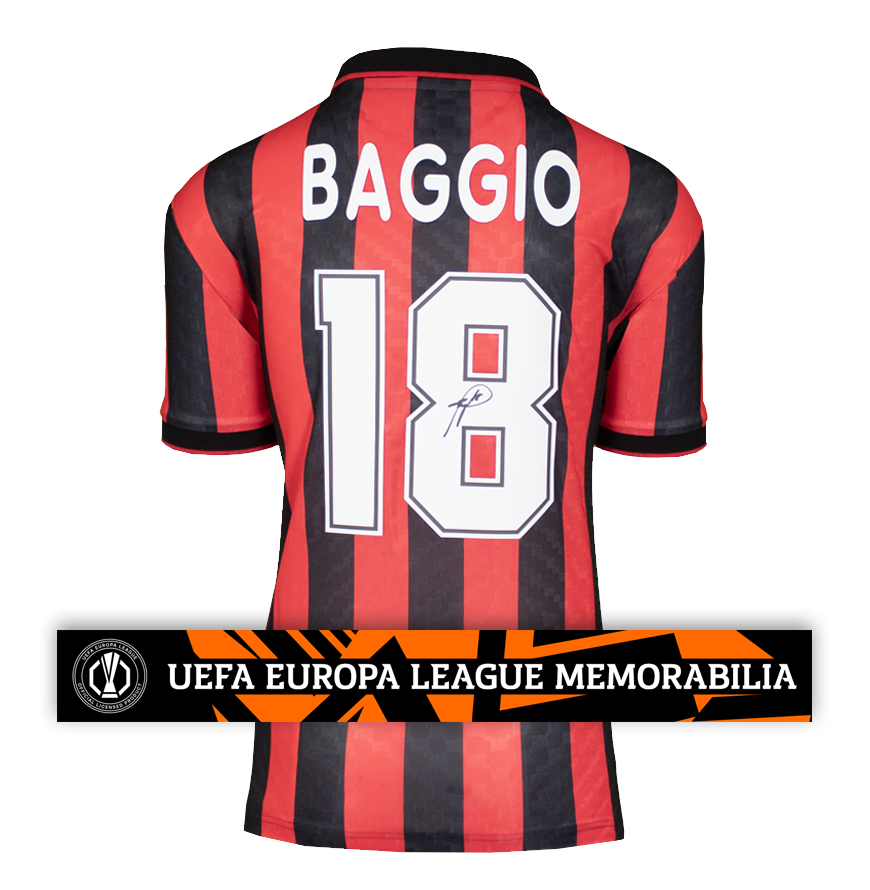 Roberto Baggio Official UEFA Europa League Back Signed AC Milan 1996 Home Shirt