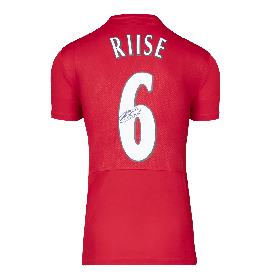 John Arne Riise Official UEFA Champions League Back Signed and Framed Liverpool FC 2005 Home Shirt