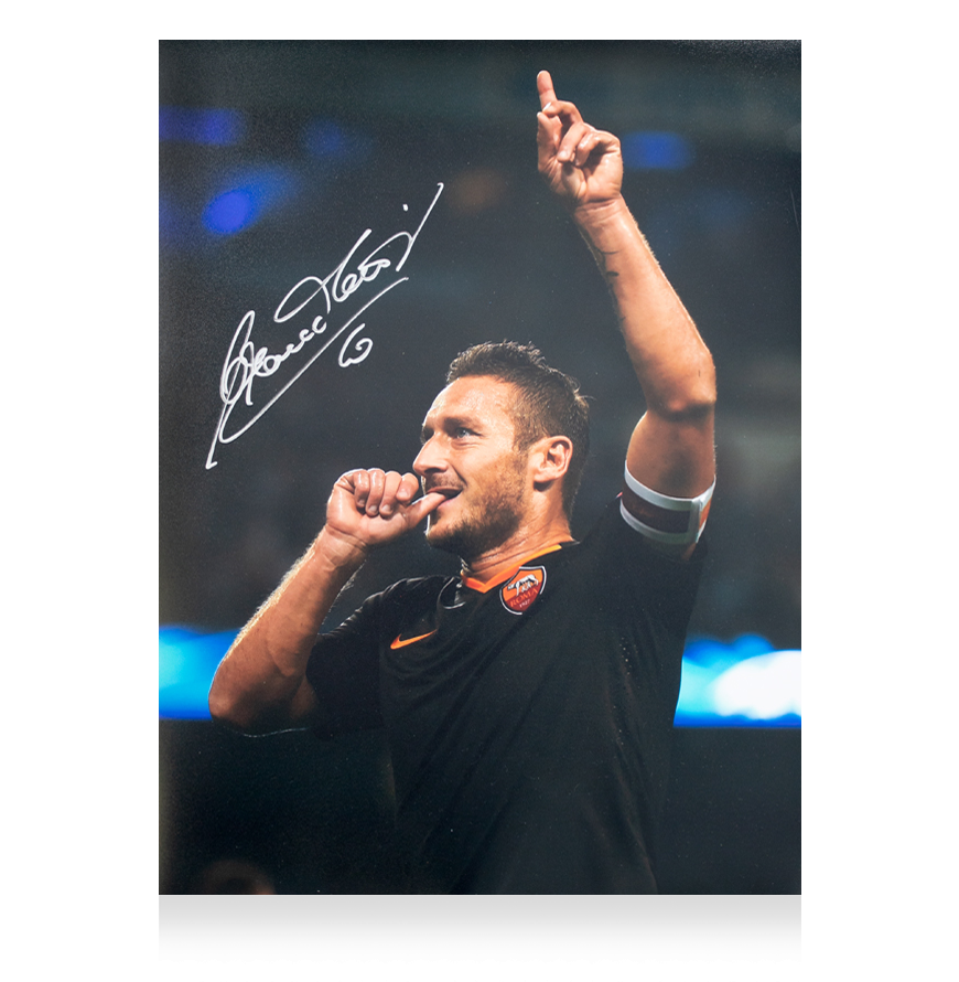Francesco Totti Official UEFA Champions League Signed and Framed AS Roma Photo: Champions League Goal