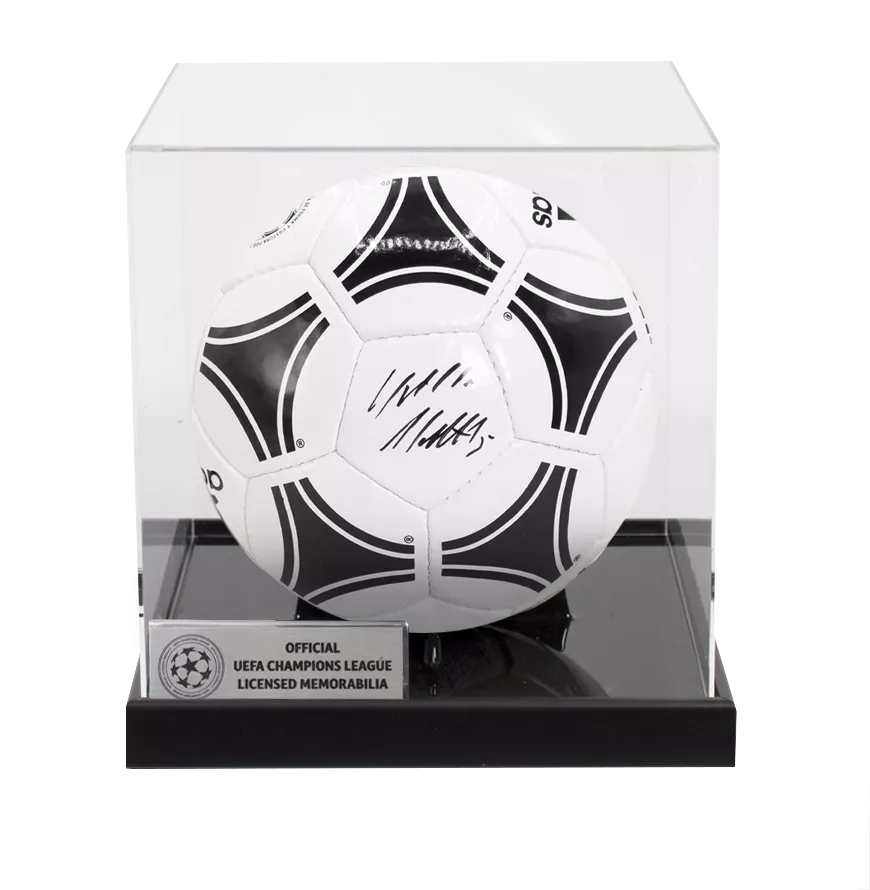Lothar Matthaus Official UEFA Champions League Signed Football In Acrylic Case