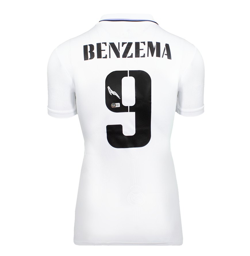 Karim Benzema Official UEFA Champions League Back Signed and Framed Real Madrid 2022-23 Home Shirt