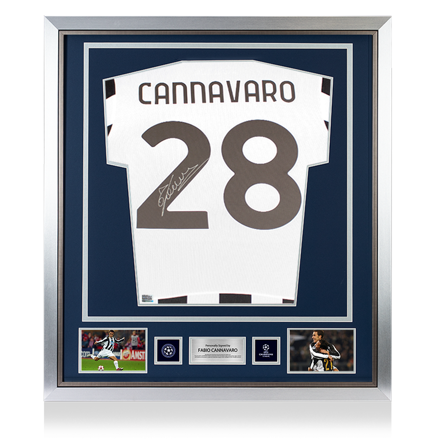 Fabio Cannavaro Official UEFA Champions League Back Signed and Framed Juventus 2021-22 Home Shirt