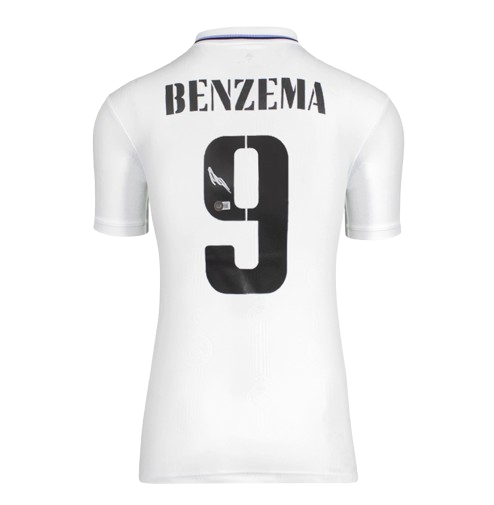 Karim Benzema Official UEFA Champions League Back Signed and Framed Real Madrid 2022-23 Home Shirt