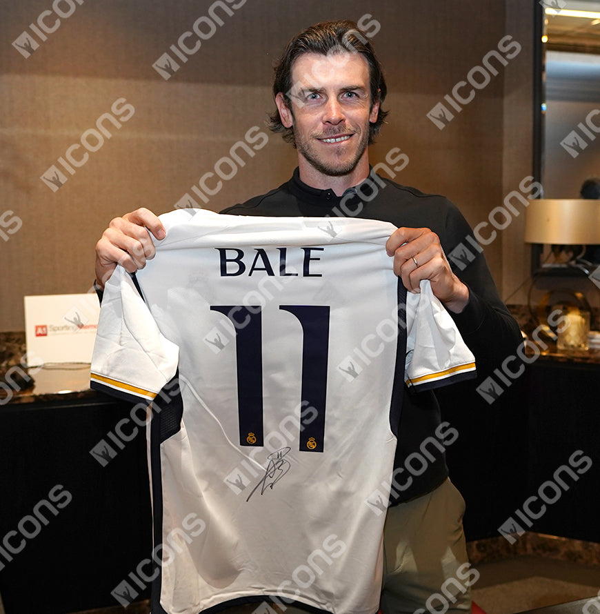 Gareth Bale Official UEFA Champions League Back Signed and Hero Framed Real Madrid 2023-24 Home Shirt