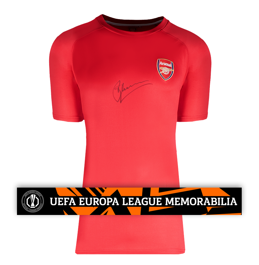 Dennis Bergkamp Official UEFA Europa League Front Signed Arsenal T-Shirt