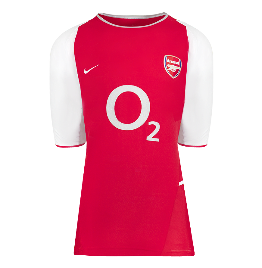 Dennis Bergkamp Official UEFA Champions League Back Signed and Hero Framed Arsenal 2002-04 Home Shirt