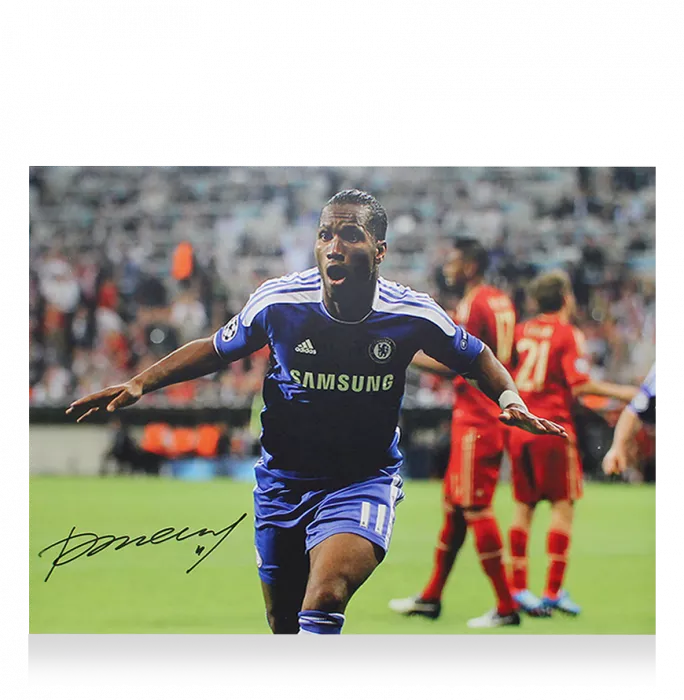 Didier Drogba Oficial de la UEFA Champions League firmada y enmarcada Chelsea Foto: 2012 Meta final