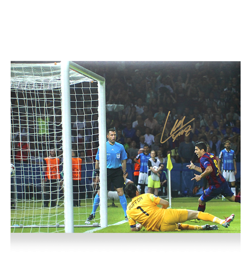 Luis Suarez Official UEFA Champions League Signed and Framed FC Barcelona Photo: 2015 Final Goal vs Juventus