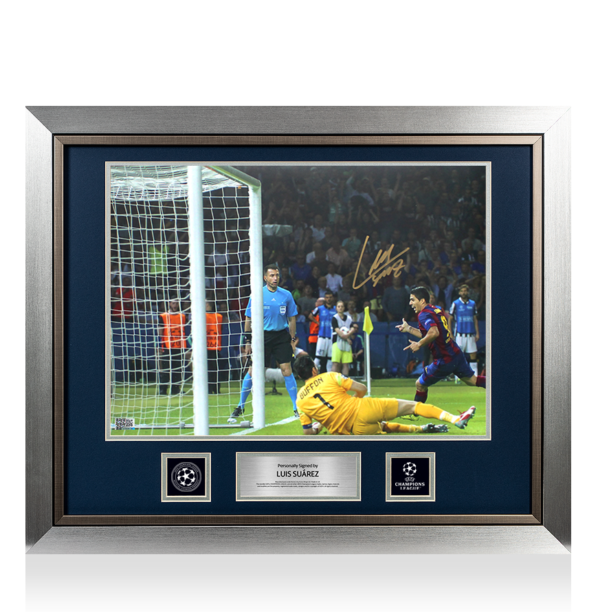 Luis Suarez Official UEFA Champions League Signed and Framed FC Barcelona Photo: 2015 Final Goal vs Juventus