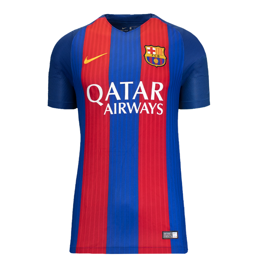 Luis Suarez Official UEFA Champions League Back Signed and Framed FC Barcelona 2016-17 Home Shirt