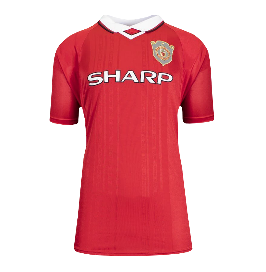 Teddy Sheringham Official UEFA Champions League Back Signed and Hero Framed Manchester United 1999 Home Shirt