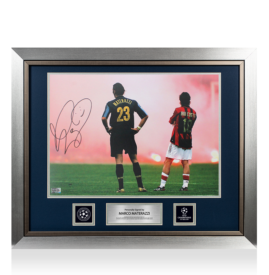 Marco Materazzi Official UEFA Champions League Signed and Framed Internazionale Photo: Derby Days
