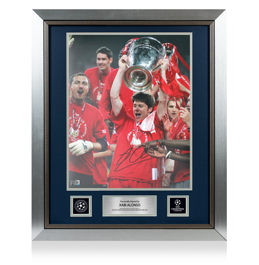 Xabi Alonso Official UEFA Champions League Signed and Framed Liverpool FC Photo - 2005 Champions League Winners