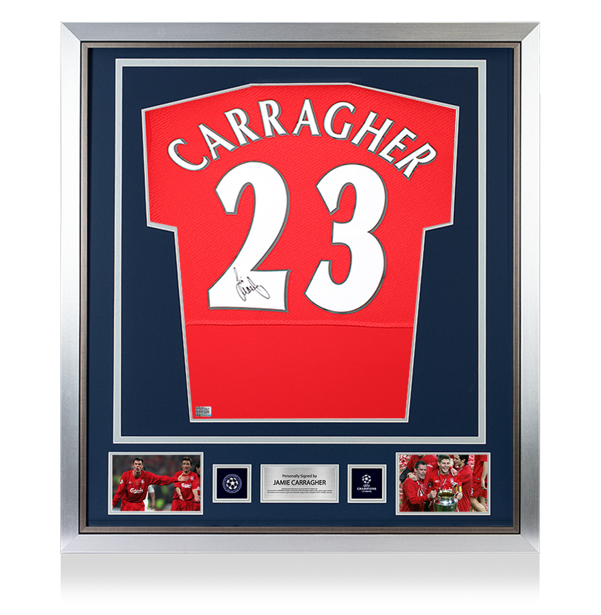 Jamie Carragher Official UEFA Champions League Back Signed and Framed Liverpool FC 2005 Home Shirt