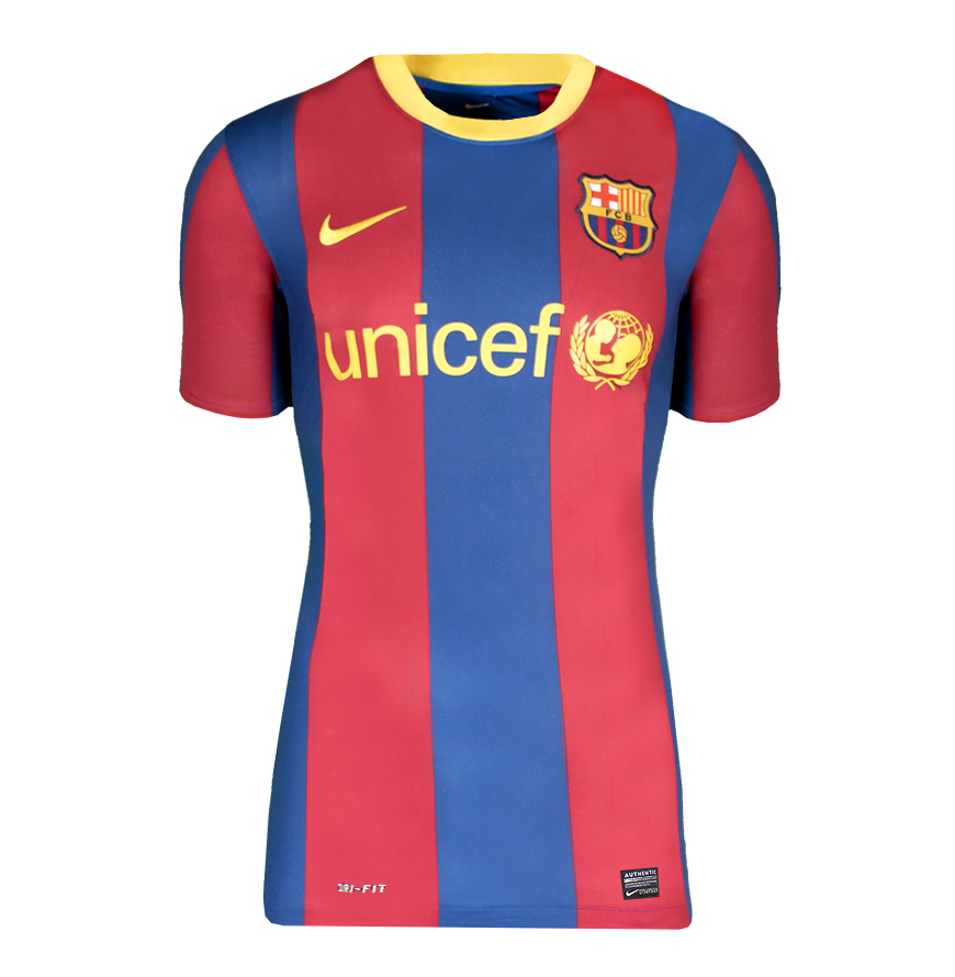 David Villa Official UEFA Champions League Back Signed and Hero Framed FC Barcelona 2010-11 Home Shirt with Fan Style Number