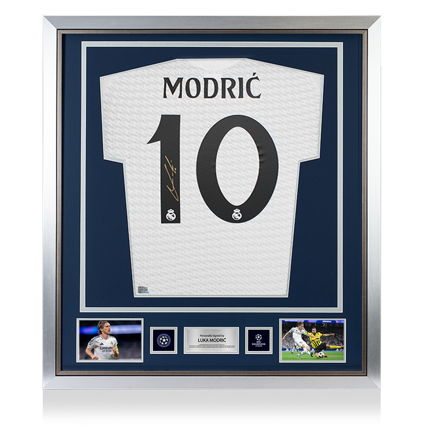 Luka Modric Official UEFA Champions League Back Signed and Framed Authentic Real Madrid 2024-25 Home Shirt