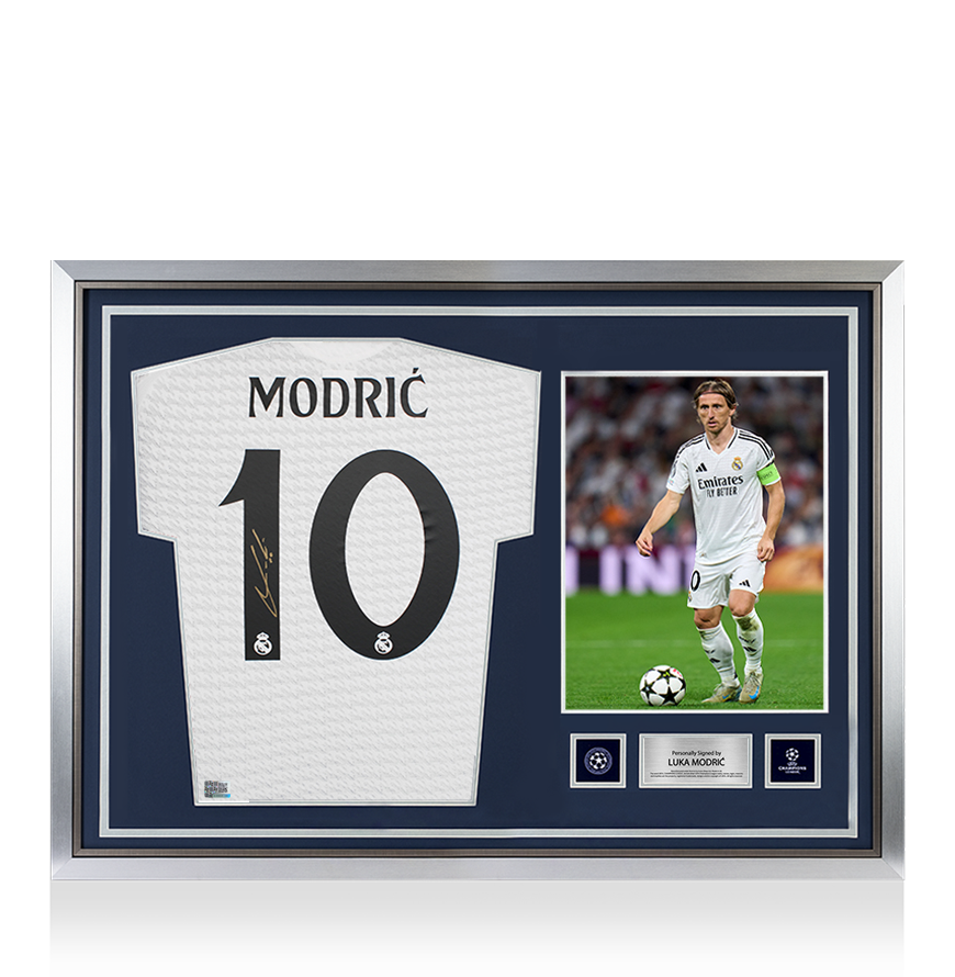 Luka Modric Official UEFA Champions League Back Signed and Hero Framed Authentic Real Madrid 2024-25 Home Shirt