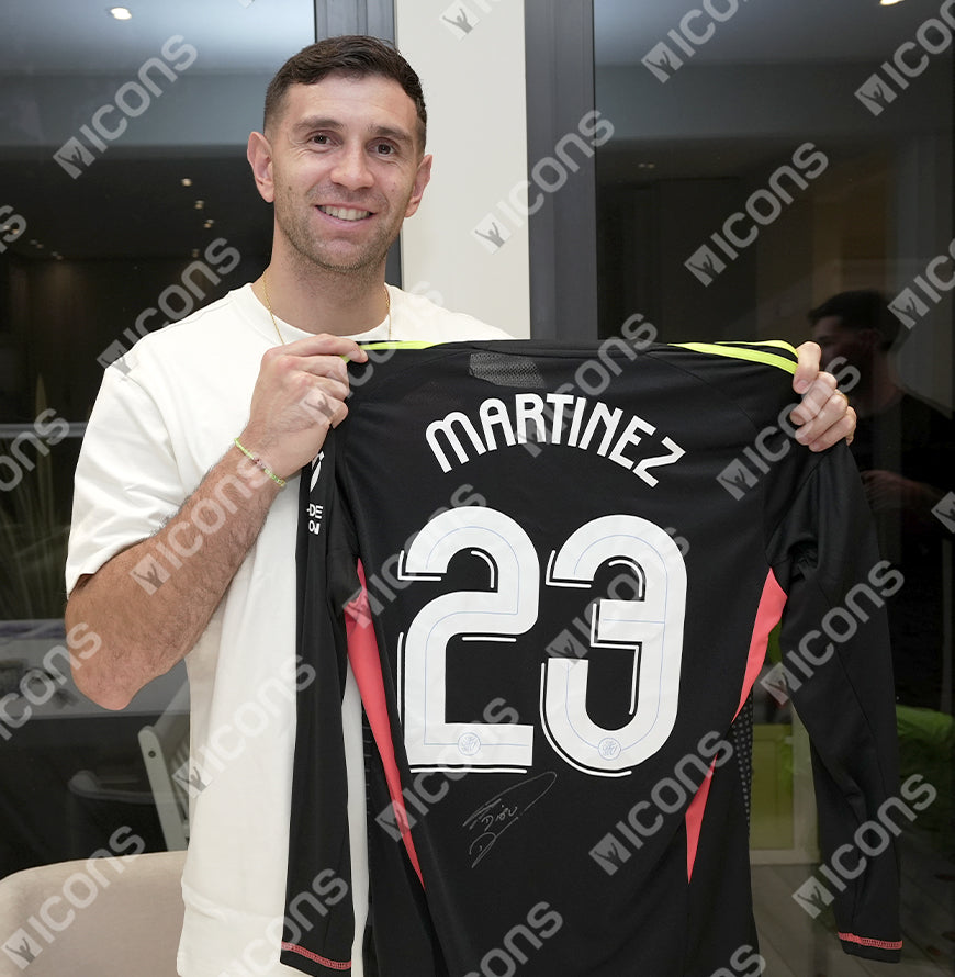 Emiliano Martinez Official UEFA Champions League Back Signed and Framed Aston Villa 2024-25 Goalkeeper Shirt