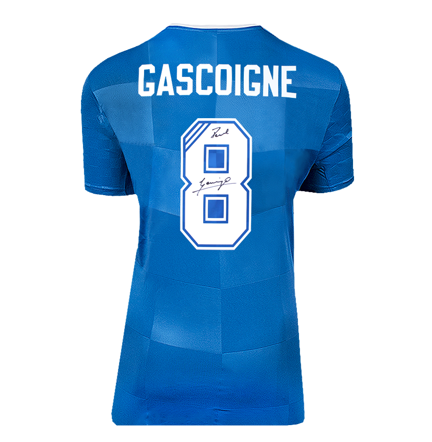 Paul Gascoigne Official UEFA Champions League Back Signed and Hero Framed Rangers 2016-17 Home Shirt