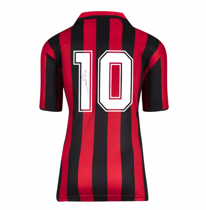 Ruud Gullit Officiel UEFA Champions League en arrière signé et encadré AC Milan 1988 Chemise à domicile