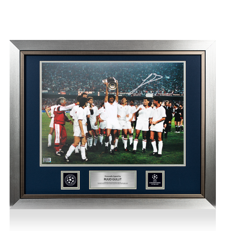Ruud Gullit Official UEFA Champions League Signed and Framed AC Milan Photo: 1989 UEFA Champions League Winner