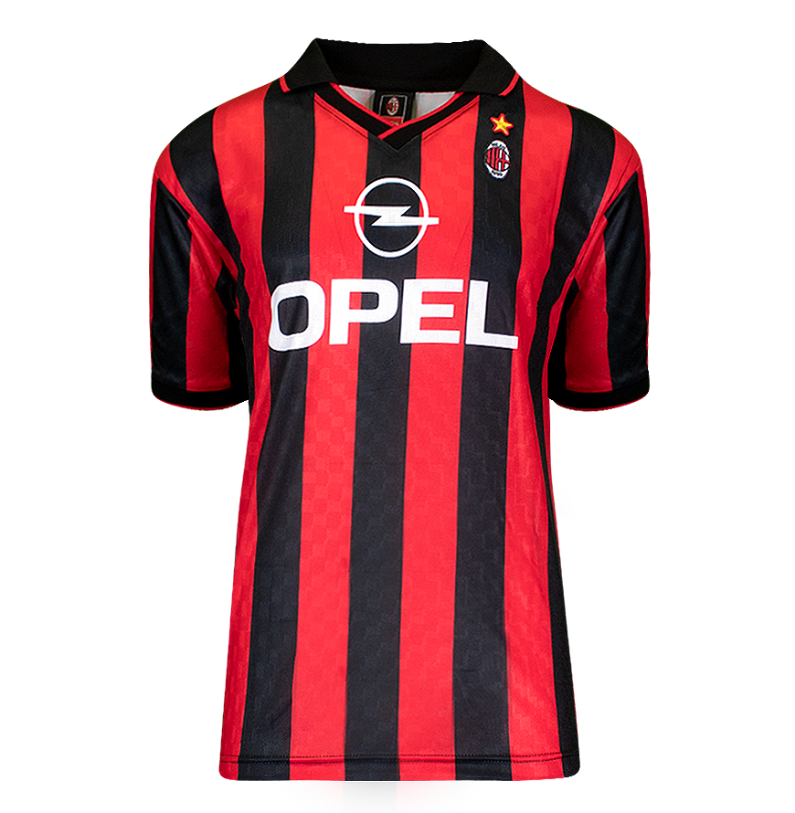 Cafu Official UEFA Champions League Back Signed and Framed AC Milan Retro Home Shirt