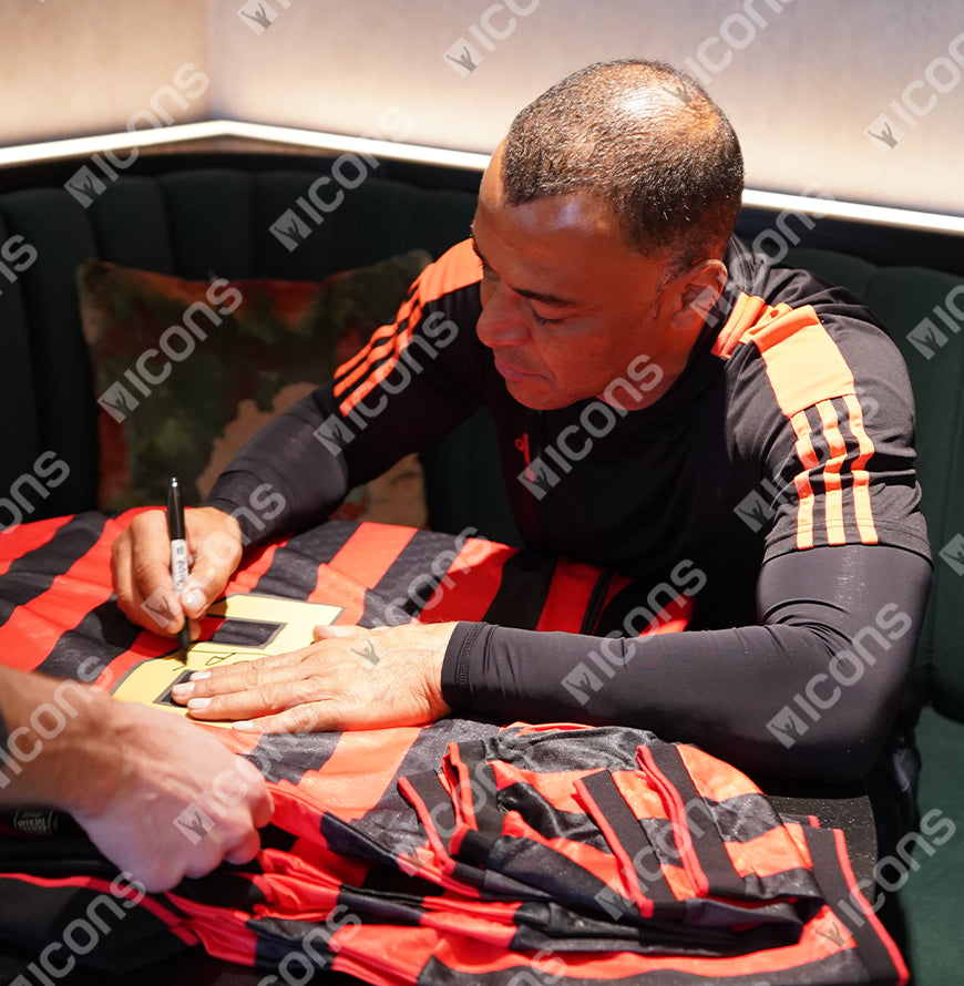 Cafu Official UEFA Champions League Back Signed and Framed AC Milan Retro Home Shirt