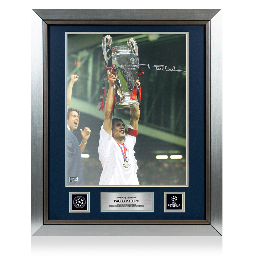 Paolo Maldini Official UEFA Champions League Signed and Framed AC Milan Photo: 2003 Winner