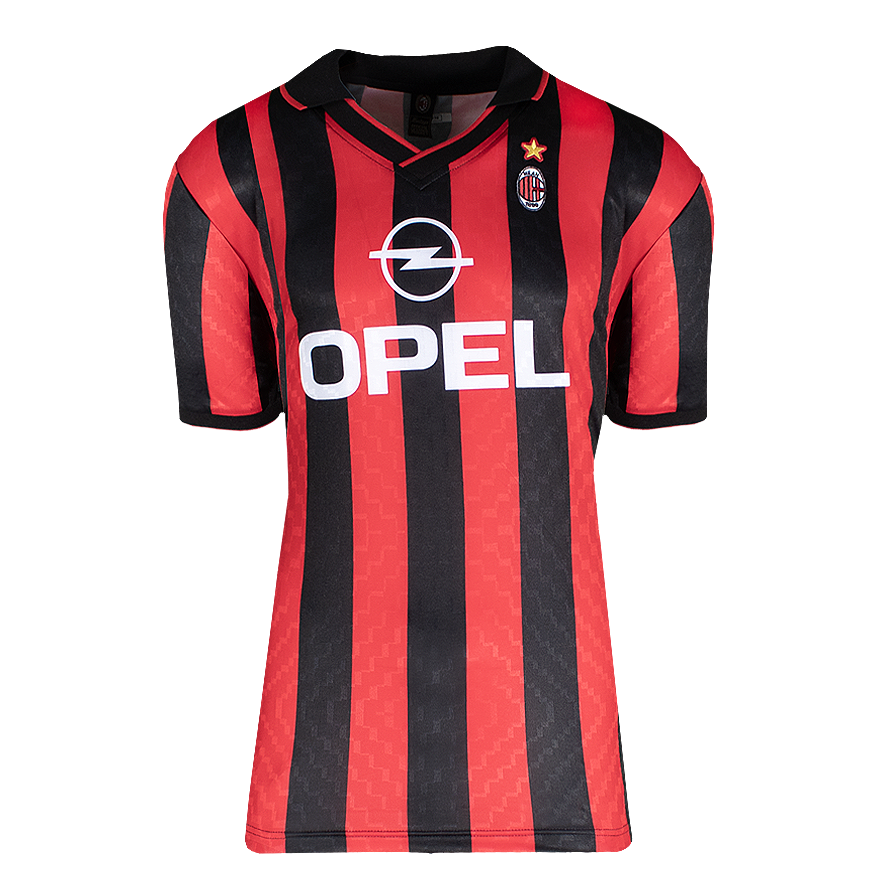 Paolo Maldini Official UEFA Champions League Back Signed and Framed AC Milan 1996 Home Shirt