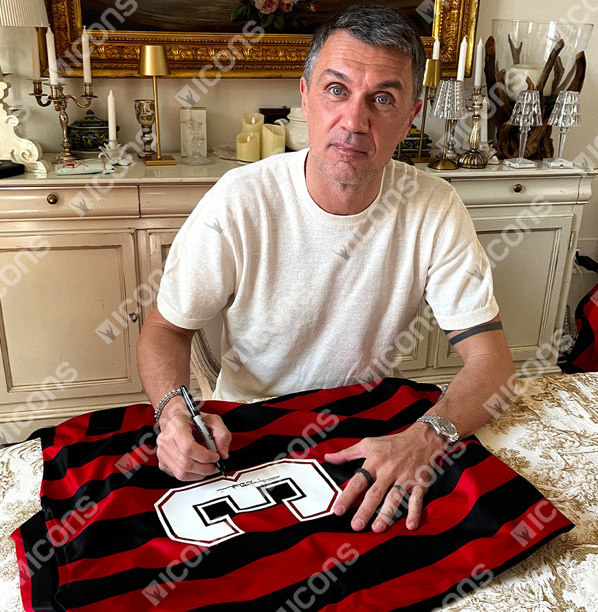 paolo maldini back signed shirt