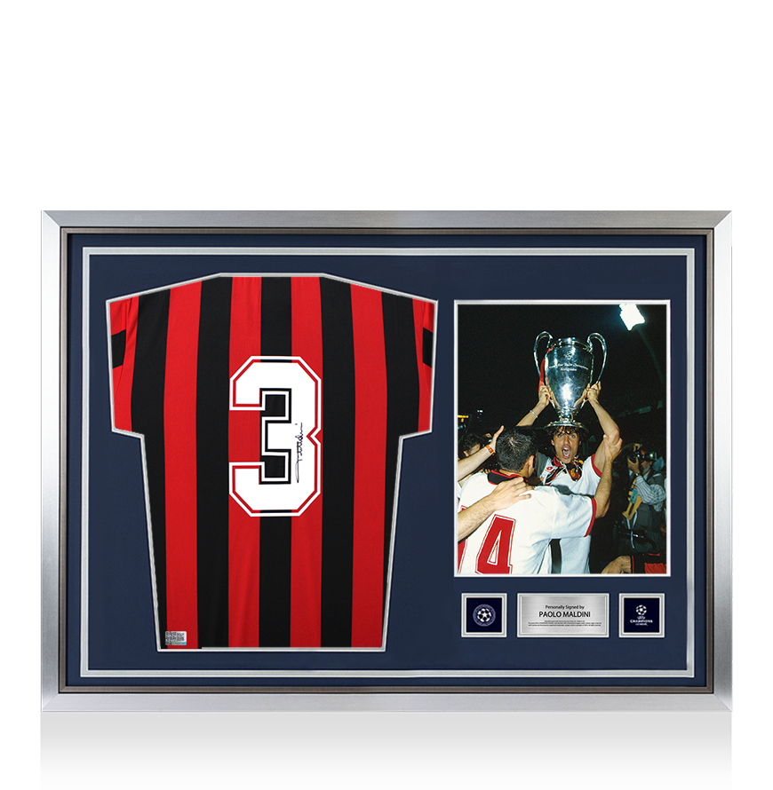 Paolo Maldini back signed AC Milan 1988 home shirt hero framed