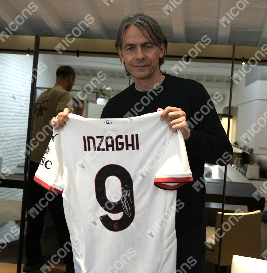 Filippo Inzaghi Official UEFA Champions League Back Signed and Framed AC Milan 2024-25 Away Shirt