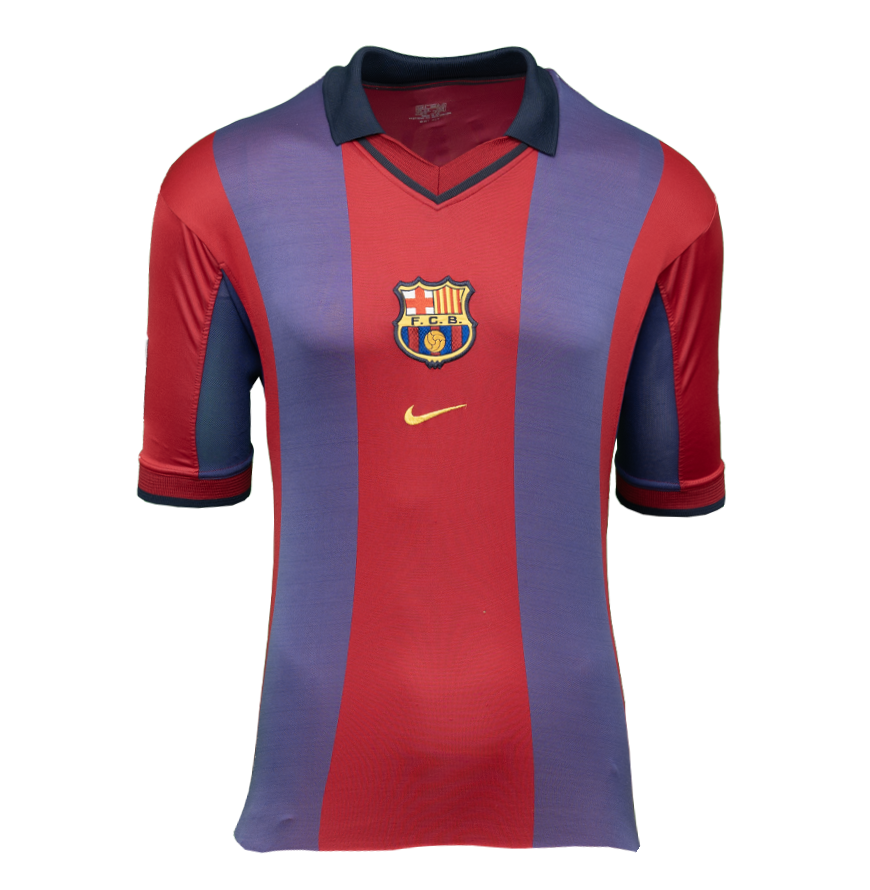 Xavi Official UEFA Champions League Back Signed and Framed FC Barcelona 2000-01 Home Shirt
