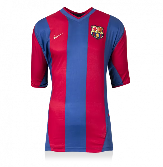 Xavi Official UEFA Champions League Back Signed and Hero Framed FC Barcelona 2002-03 Home Shirt