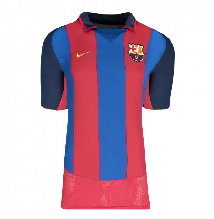 Xavi Official UEFA Champions League Back Signed and Framed FC Barcelona 2003-04 Home Shirt