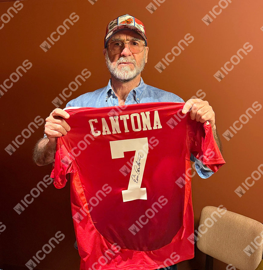 Eric Cantona Official UEFA Champions League Back Signed and Framed Manchester United 2024-25 Home Shirt with Fan Style Number