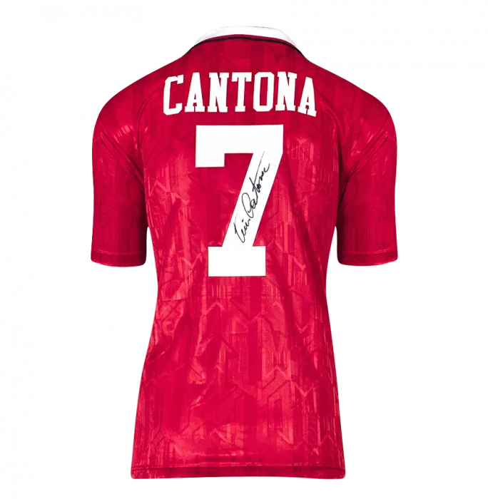 Eric Cantona Official UEFA Champions League Back Signed and Framed Manchester United 1992-94 Home Shirt