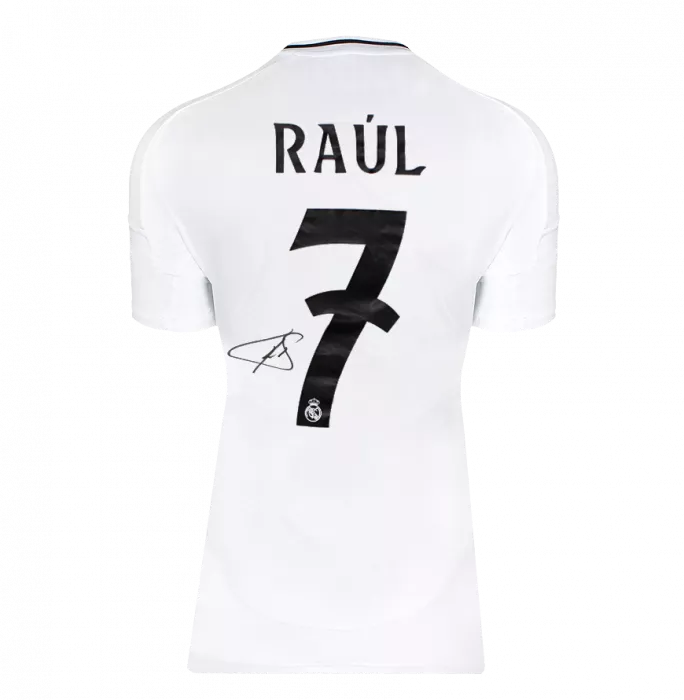 RAUL OFICIAL DE CAMPEÑA DE CAMPEONES DE RAUL Firmado y enmarcado Real Madrid 2024-25 Camiseta en casa