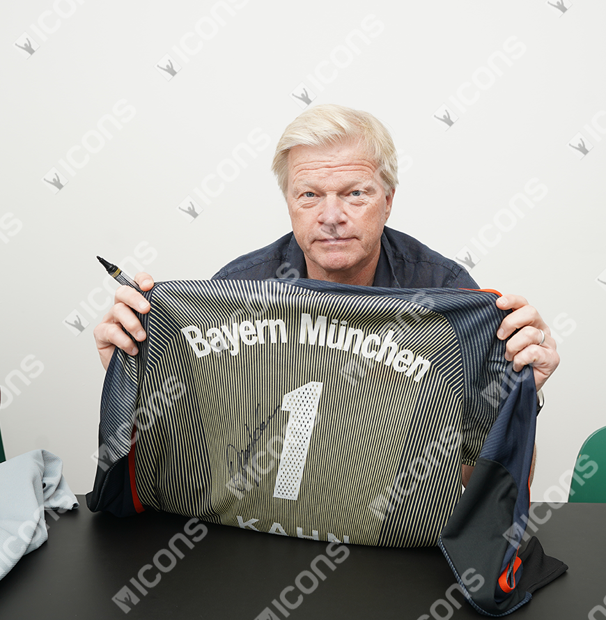 Oliver Kahn offizieller UEFA Champions League Back unterschrieben und gerahmt FC Bayern München 2003-04 Torhüterhemd